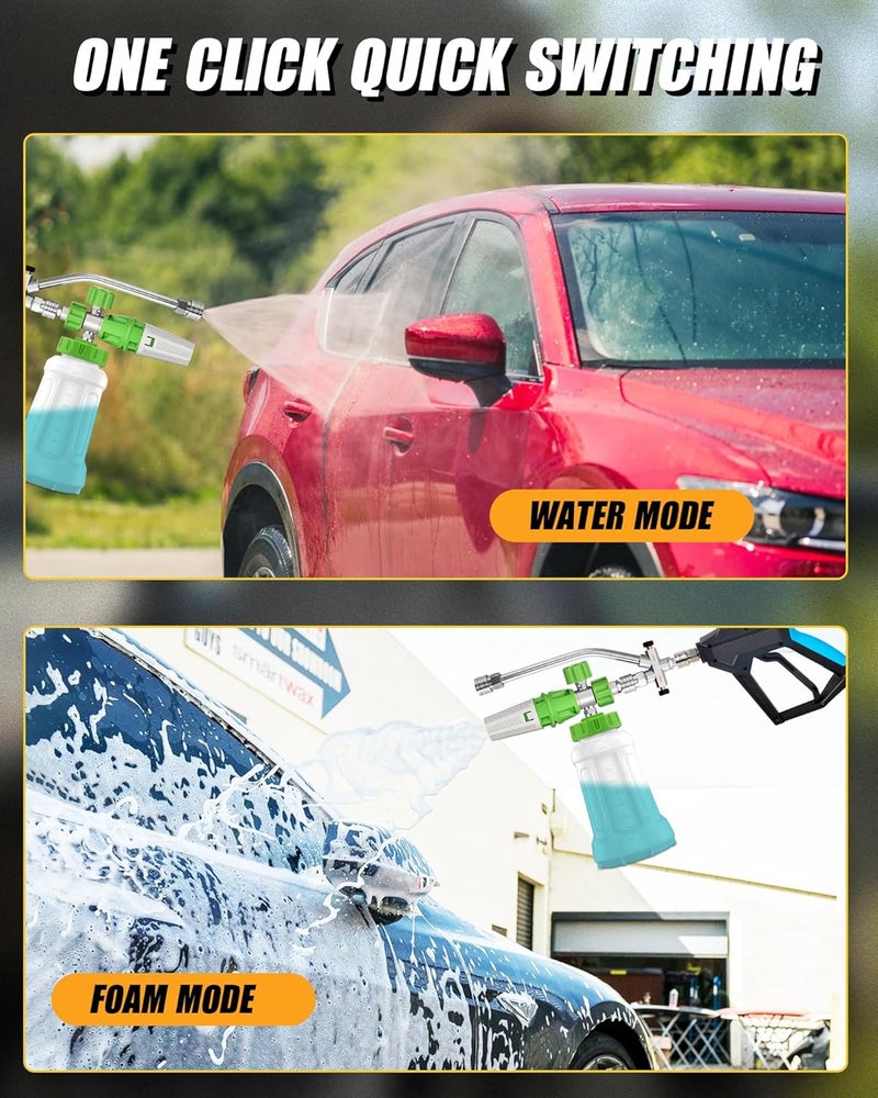 DANCINGBOAR Foam Cannon Dual Connector for Pressure Washers, Double Tip Attachment, 4000 PSI, 1/4'' Quick Connect, Ideal for Car, Motorcycle, Roof, and Driveway Cleaning - Image 2